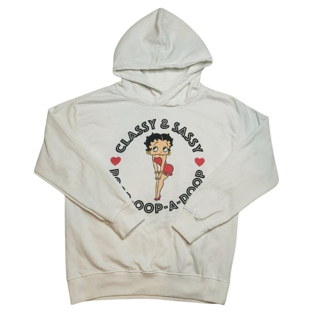 White Betty Boop Hoodie Womens Size S Kidcore Nostalgia Novelty